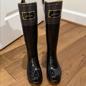 Joules Glossy Black Rain Boots. Worn only to try on inside